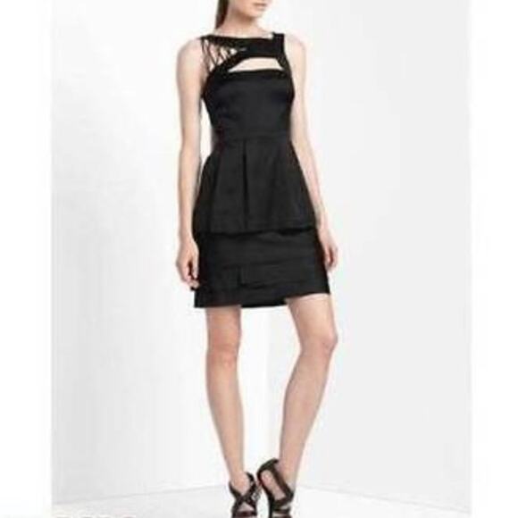 BCBGMaxAzria Shoelace Peplum Dress Black Size 6 - Picture 1 of 9